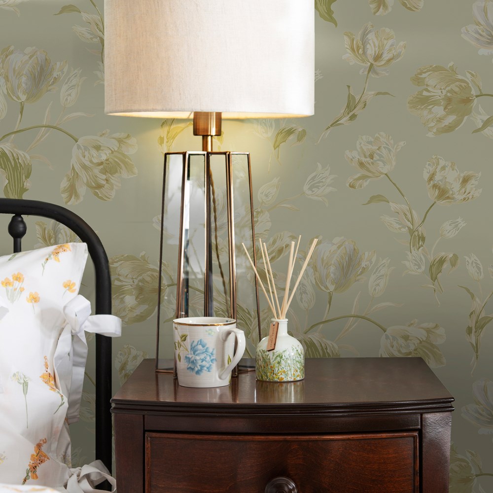 Gosford Wallpaper 122769 by Laura Ashley in Sage Green